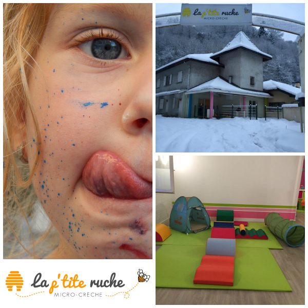 enfant creche sous la neige espace motricité